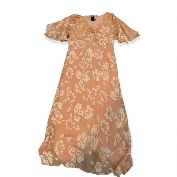 Vintage floral flocked beaded maxi - Picture 1 of 5